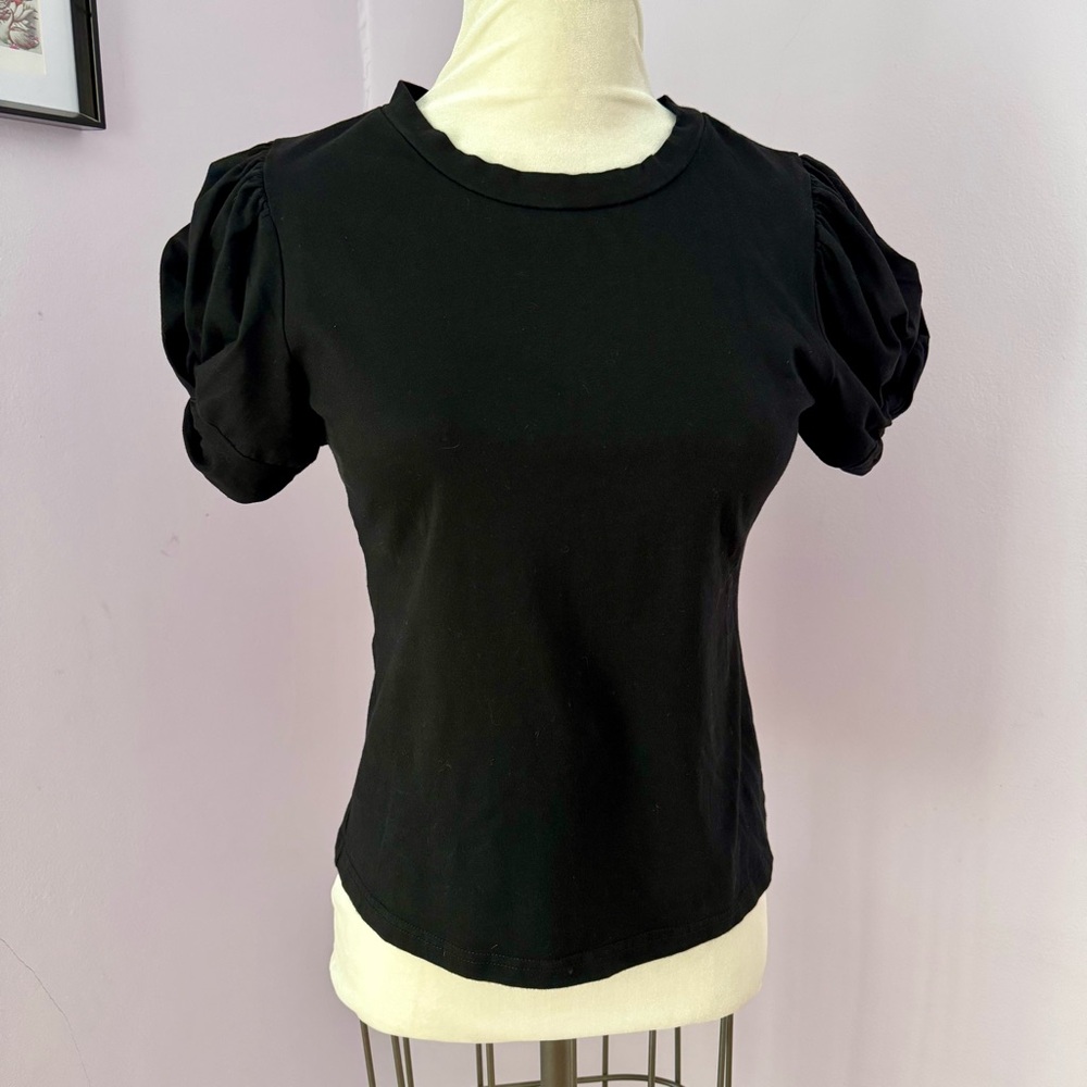 Classic Black Puff Sleeve Top S